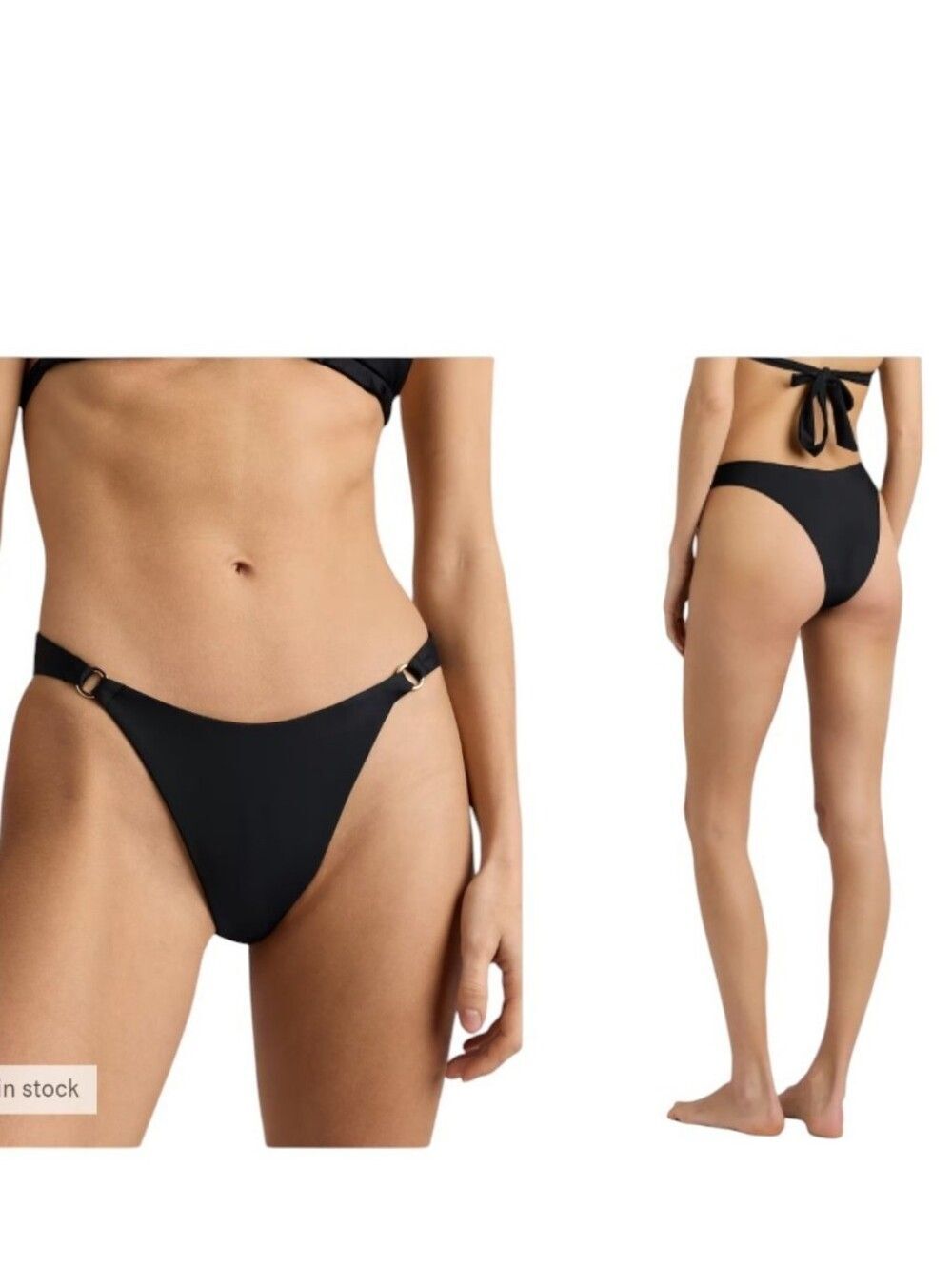 NWT Quince Bikini Bottom Italian Gold Ring High-leg Black Size S